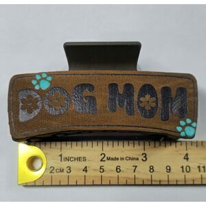 Dog Mom Claw Clip Brown Teal Paw Print Hair Accessory NEW